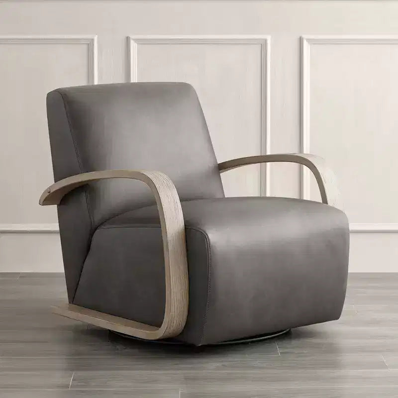Spruce&Spring Modern Swivel Accent Chair & U-Shaped Wood Armrest