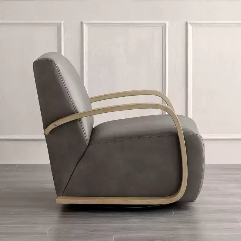 Spruce&Spring Modern Swivel Accent Chair & U-Shaped Wood Armrest