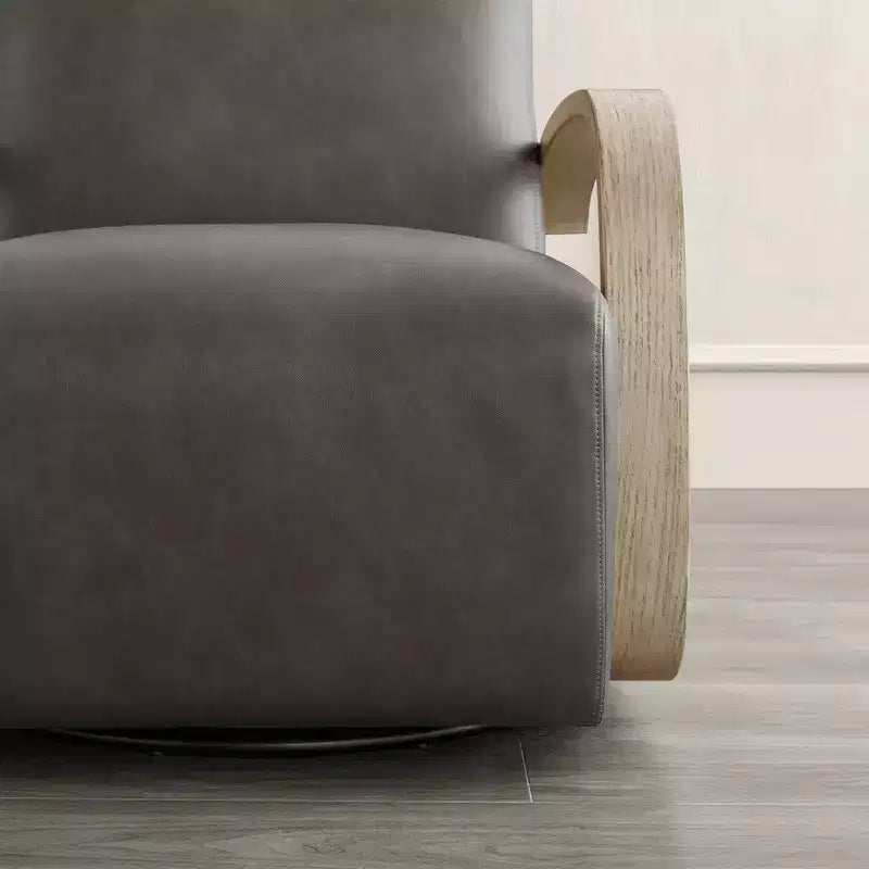 Spruce&Spring Modern Swivel Accent Chair & U-Shaped Wood Armrest