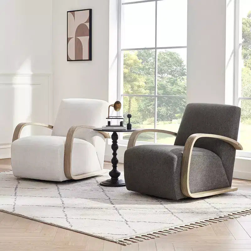 Spruce&Spring Modern Swivel Accent Chair & U-Shaped Wood Armrest