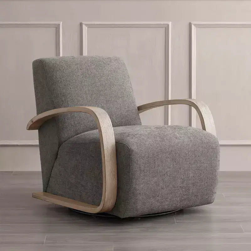 Spruce&Spring Modern Swivel Accent Chair & U-Shaped Wood Armrest