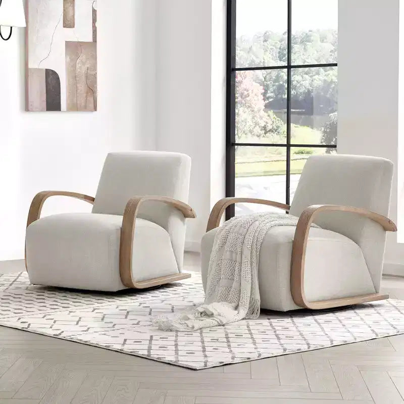 Spruce&Spring Modern Swivel Accent Chair & U-Shaped Wood Armrest