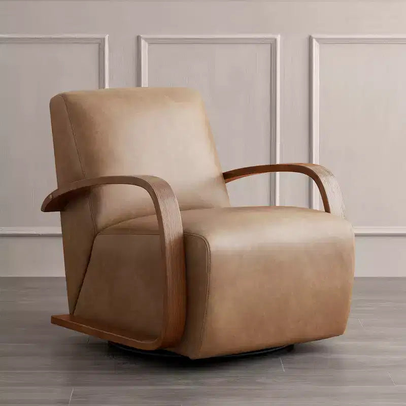 Spruce&Spring Modern Swivel Accent Chair & U-Shaped Wood Armrest