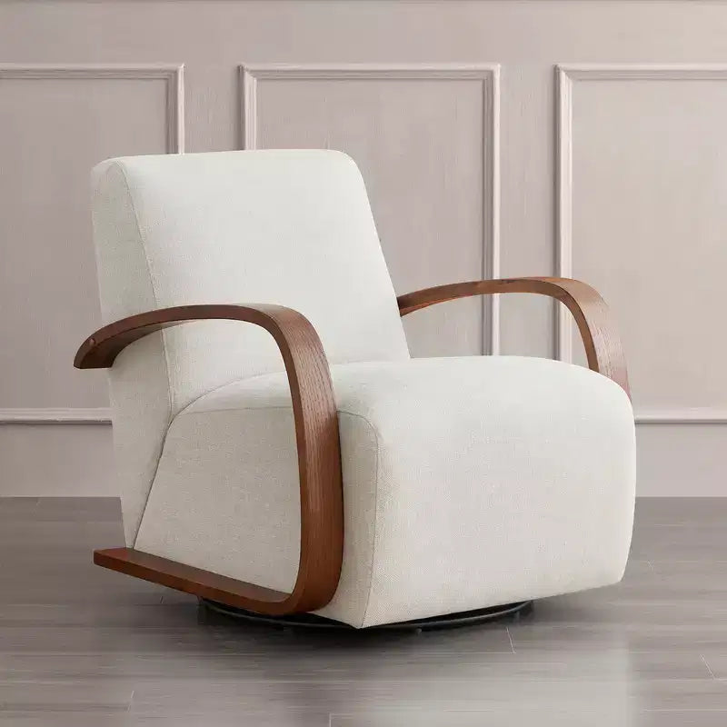 Spruce&Spring Modern Swivel Accent Chair & U-Shaped Wood Armrest