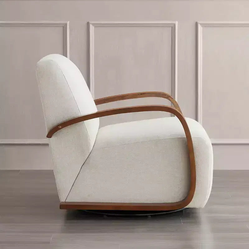 Spruce&Spring Modern Swivel Accent Chair & U-Shaped Wood Armrest