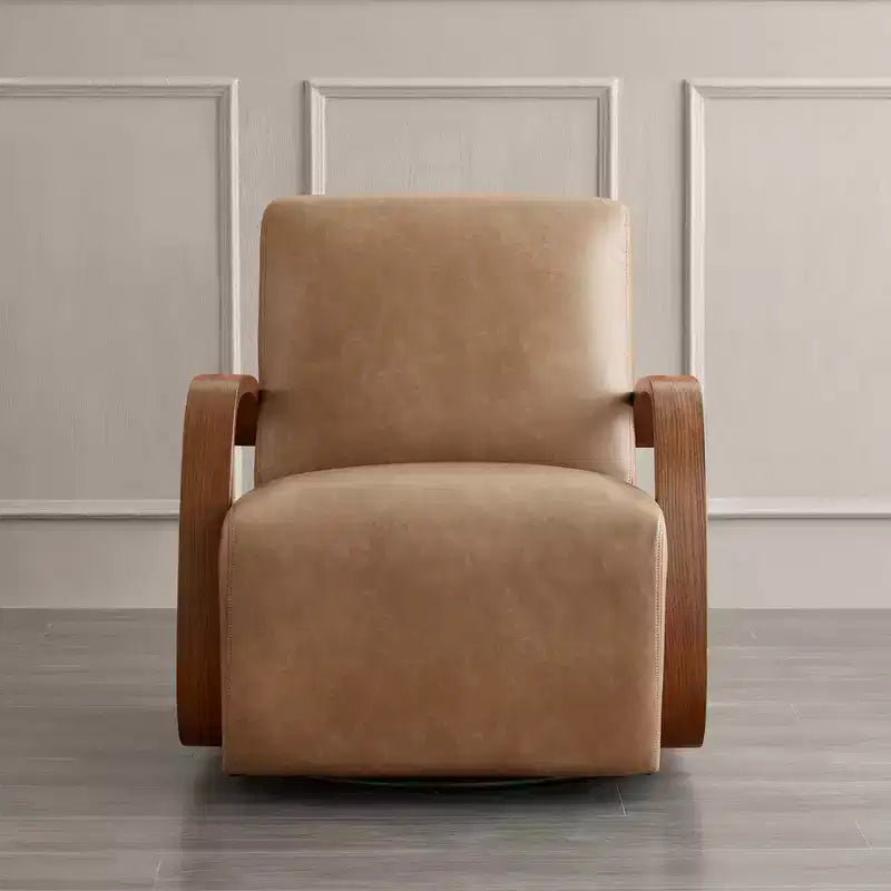 Spruce&Spring Modern Swivel Accent Chair & U-Shaped Wood Armrest