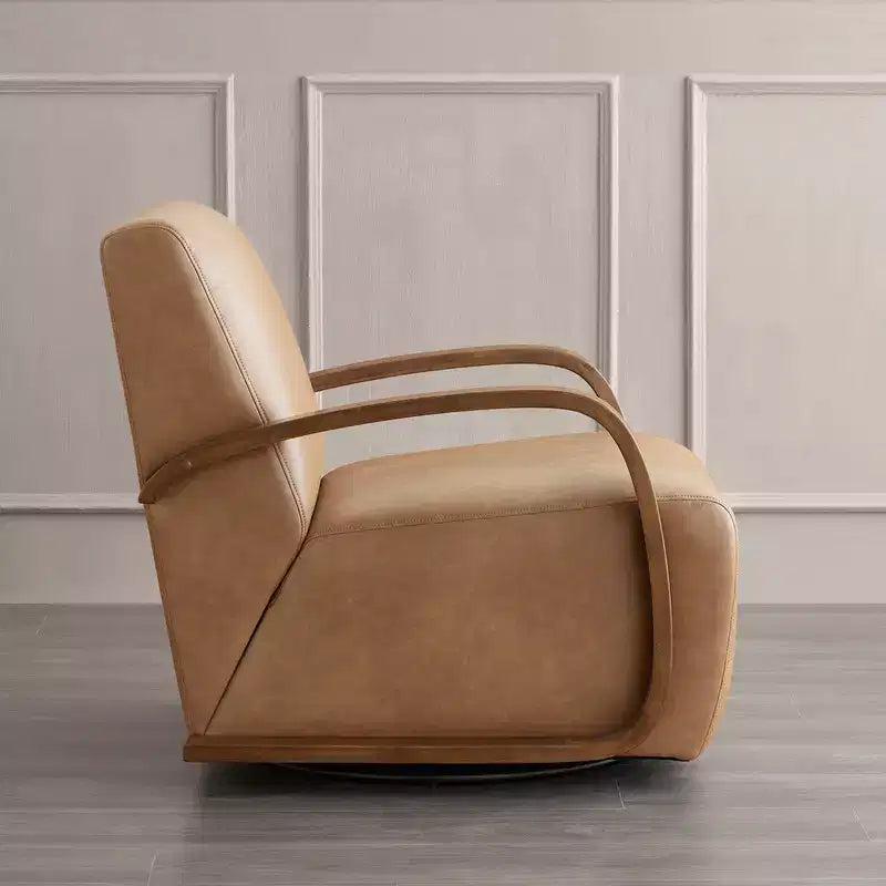 Spruce&Spring Modern Swivel Accent Chair & U-Shaped Wood Armrest