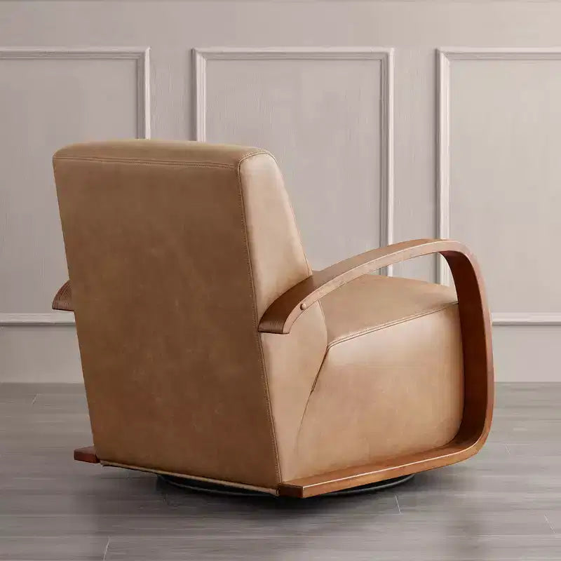 Spruce&Spring Modern Swivel Accent Chair & U-Shaped Wood Armrest