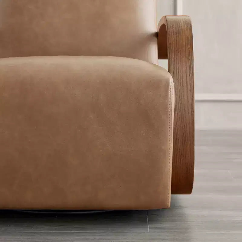 Spruce&Spring Modern Swivel Accent Chair & U-Shaped Wood Armrest