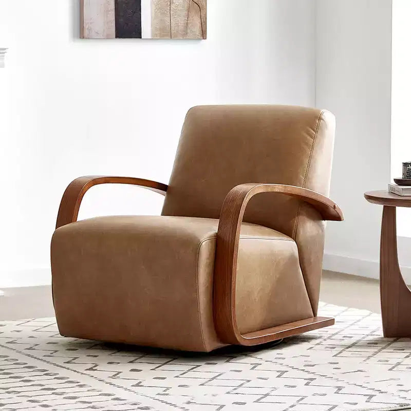 Spruce&Spring Modern Swivel Accent Chair & U-Shaped Wood Armrest