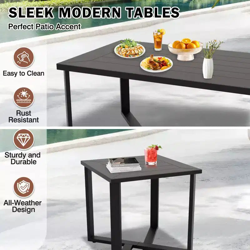 EAGLE PEAK Ensemble de mobilier de jardin moderne 7 pièces en ardoise urbaine, canapé, fauteuils à bascule pivotants, chaises de patio, table basse et table d'appoint