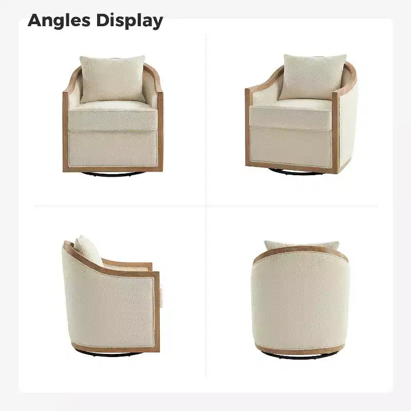 Fauteuil Gordon Farmhouse en rotin et bois massif avec bordure en bois massif|ART OF LIVING DESIGNS-IVORY