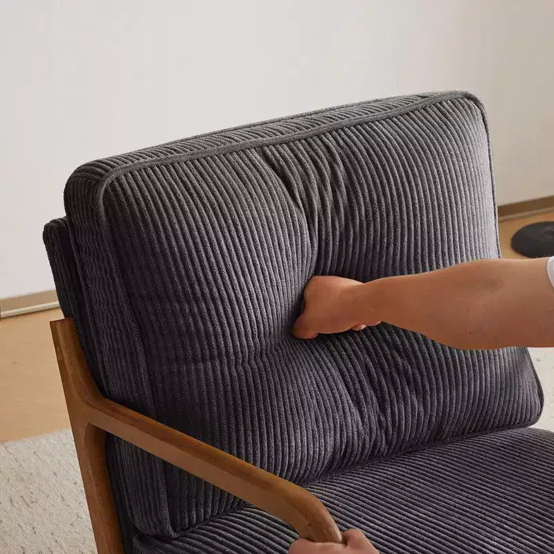 Karl Home Mid Century Solid Wood Accent Chair Upholstered Armchair with an Extra Pillow
