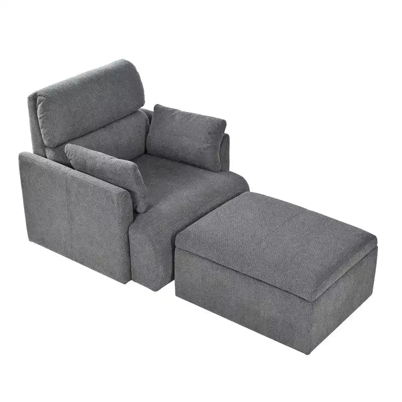 CLIHOME Oversized Chair With Storage Ottoman, Wide Accent Armchair Chair, Upholstered Mid-Century Reading Chair, Deep Seat Sofa Couch
