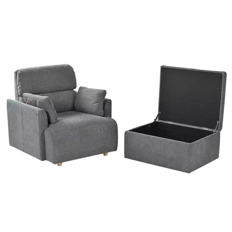 CLIHOME Oversized Chair With Storage Ottoman, Wide Accent Armchair Chair, Upholstered Mid-Century Reading Chair, Deep Seat Sofa Couch