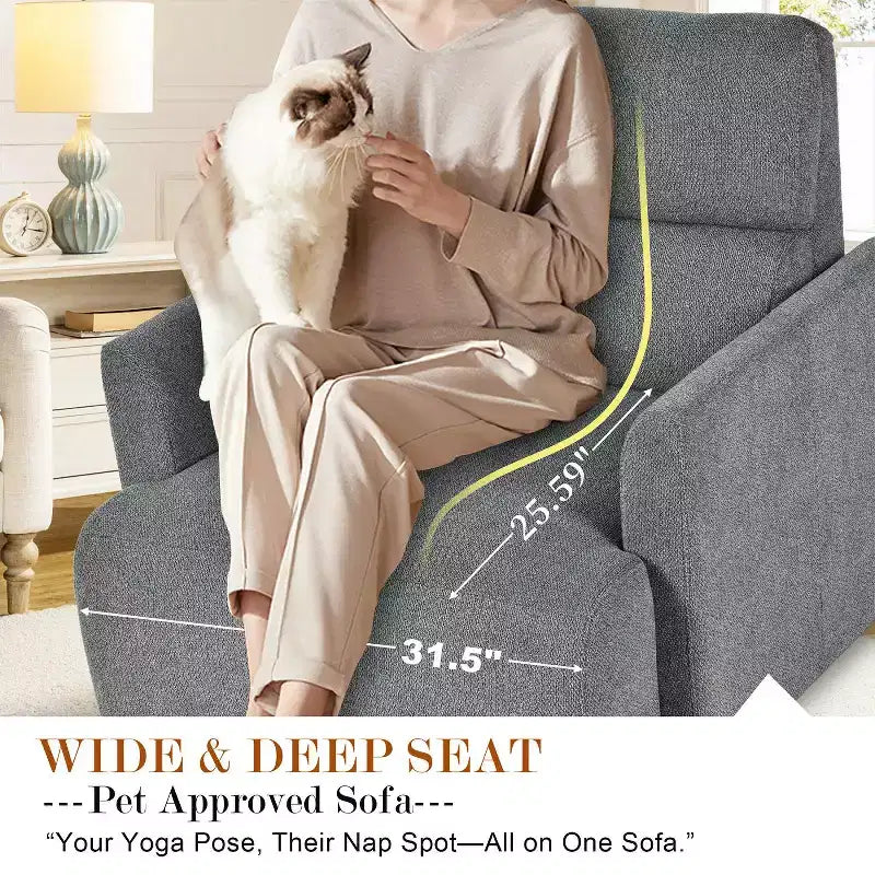 CLIHOME Oversized Chair With Storage Ottoman, Wide Accent Armchair Chair, Upholstered Mid-Century Reading Chair, Deep Seat Sofa Couch