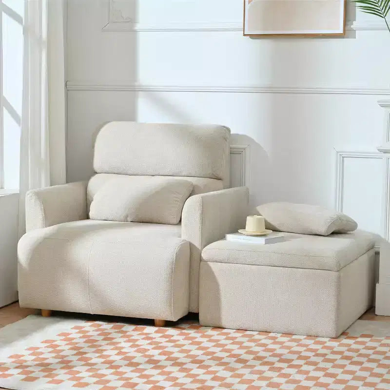 CLIHOME Oversized Chair With Storage Ottoman, Wide Accent Armchair Chair, Upholstered Mid-Century Reading Chair, Deep Seat Sofa Couch