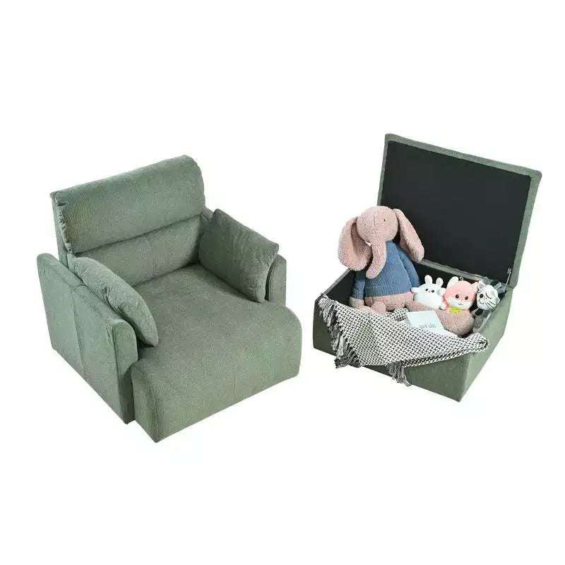 CLIHOME Oversized Chair With Storage Ottoman, Wide Accent Armchair Chair, Upholstered Mid-Century Reading Chair, Deep Seat Sofa Couch