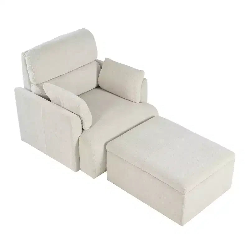 CLIHOME Oversized Chair With Storage Ottoman, Wide Accent Armchair Chair, Upholstered Mid-Century Reading Chair, Deep Seat Sofa Couch
