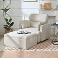 CLIHOME Oversized Chair With Storage Ottoman, Wide Accent Armchair Chair, Upholstered Mid-Century Reading Chair, Deep Seat Sofa Couch