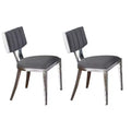 Chintaly Imports,Contemporary Floating-Back Side Chair Faux Leather Upholstery - Set of 2