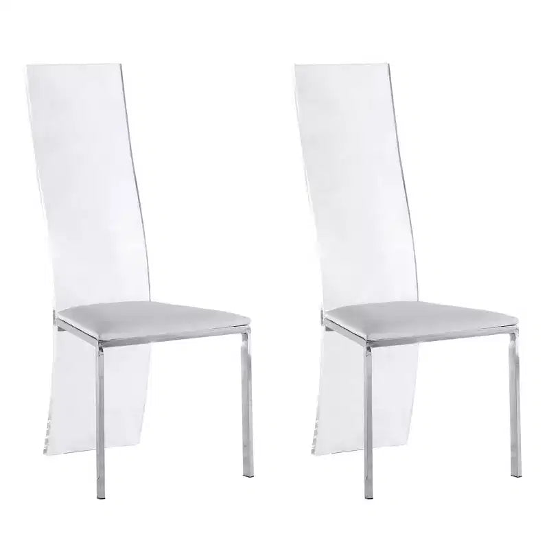 Chintaly Imports,Contemporary Acrylic High-Back Upholstered Side Chair - Set of 2
