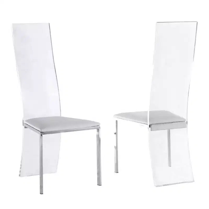 Chintaly Imports, Chaises de salle à manger contemporaines en acrylique à dossier haut – Lot de 2