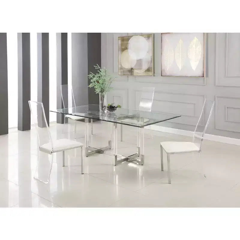 Chintaly Imports, Chaises de salle à manger contemporaines en acrylique à dossier haut – Lot de 2