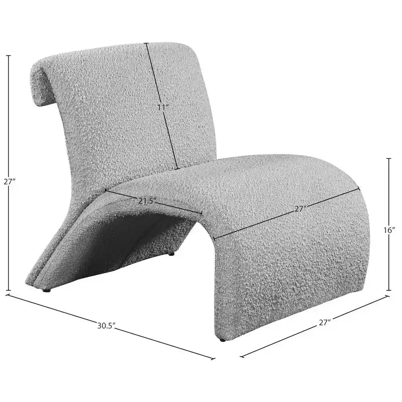 Meridian Furniture, Fauteuil d'appoint en tissu bouclé Mulberry