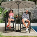 Outdoor Poly Barstools with Connecting Tray, Bar Chairs for Deck, Balcony, Backyard, Patio Bar Stool Chair with High Back Weather Resistant Set of 2