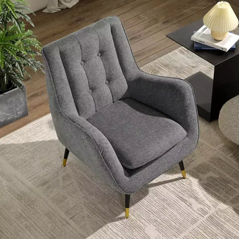 Fauteuil d'appoint confortable en tissu Art Leon avec accoudoirs et dossier capitonné