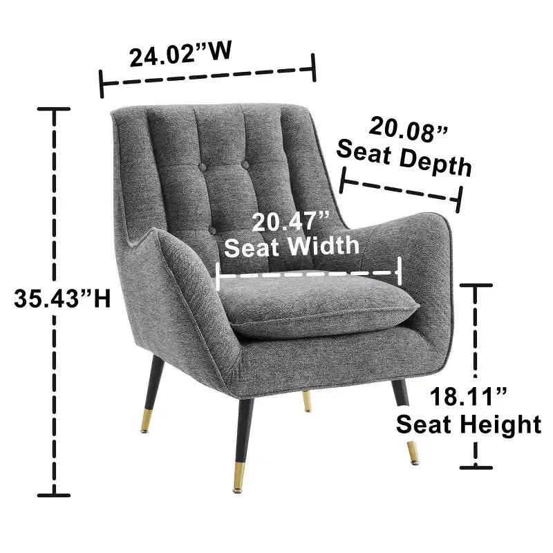 Fauteuil d'appoint confortable en tissu Art Leon avec accoudoirs et dossier capitonné