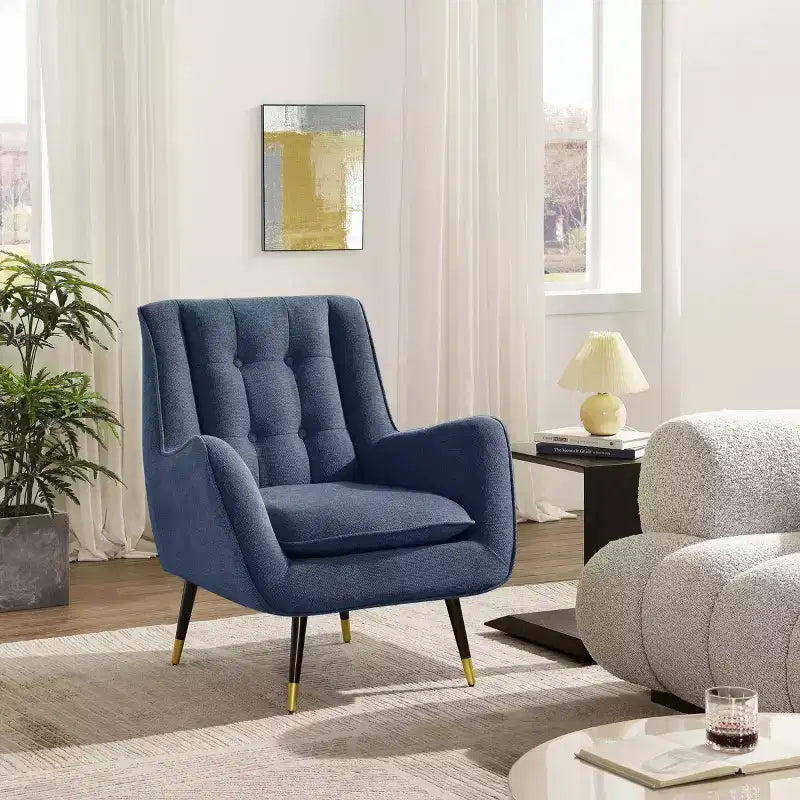 Fauteuil d'appoint confortable en tissu Art Leon avec accoudoirs et dossier capitonné