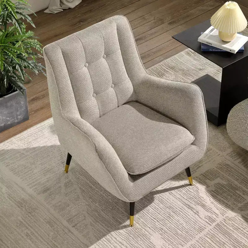 Fauteuil d'appoint confortable en tissu Art Leon avec accoudoirs et dossier capitonné