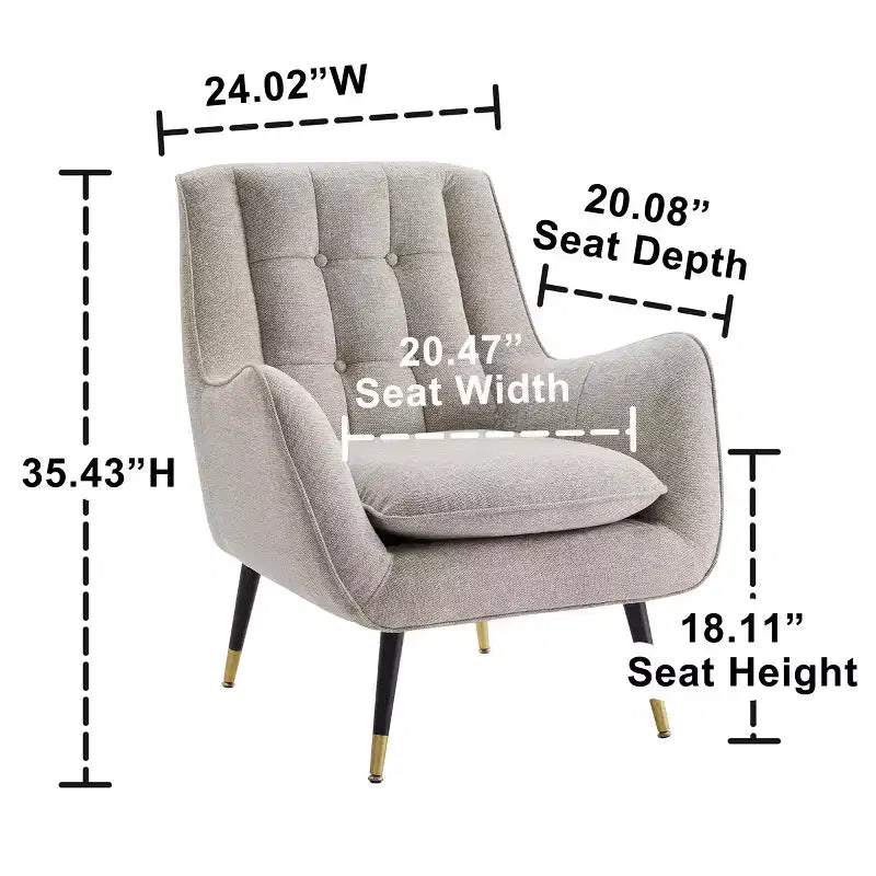 Fauteuil d'appoint confortable en tissu Art Leon avec accoudoirs et dossier capitonné
