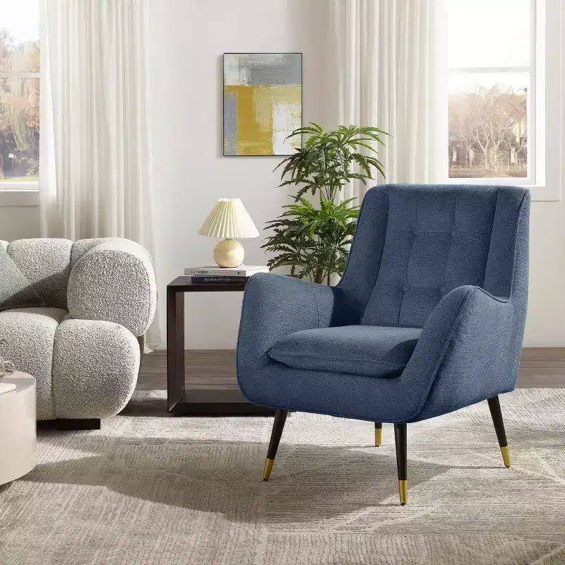 Fauteuil d'appoint confortable en tissu Art Leon avec accoudoirs et dossier capitonné