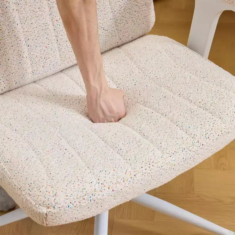 VINGLI Criss Cross Chair with Adjustable Flip-Up Arms,Cross Legged Chair with Wheels,Extra Wide Office Chair,Desk Chair,Starry Chenille