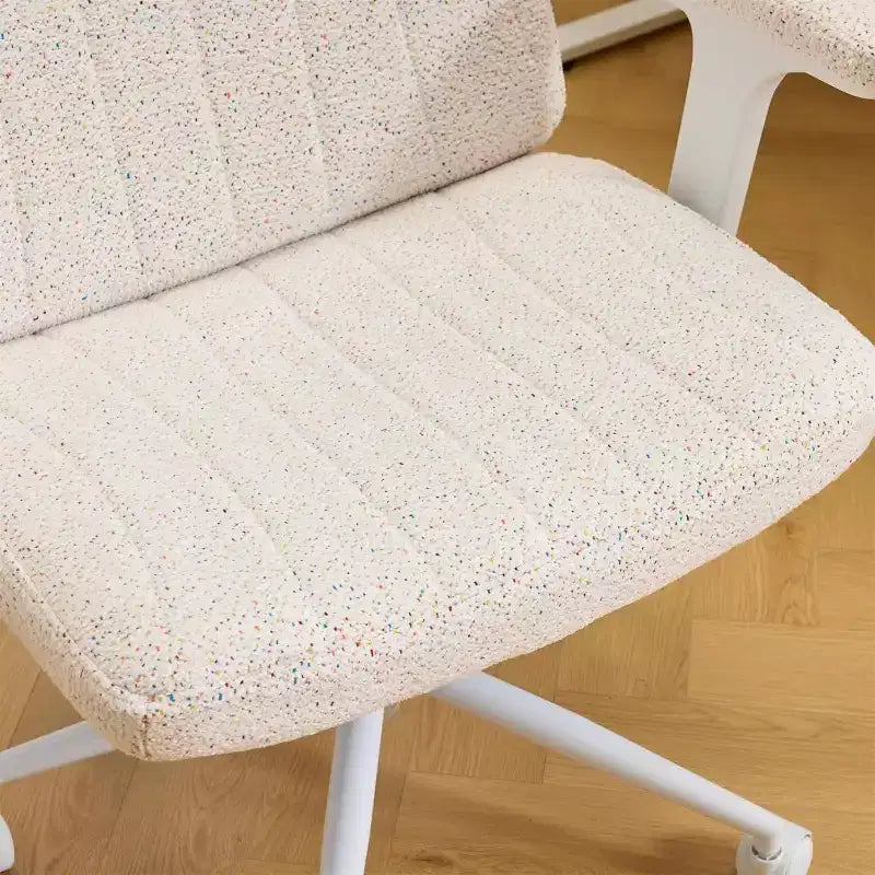 VINGLI Criss Cross Chair with Adjustable Flip-Up Arms,Cross Legged Chair with Wheels,Extra Wide Office Chair,Desk Chair,Starry Chenille