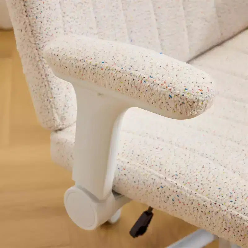 VINGLI Criss Cross Chair with Adjustable Flip-Up Arms,Cross Legged Chair with Wheels,Extra Wide Office Chair,Desk Chair,Starry Chenille