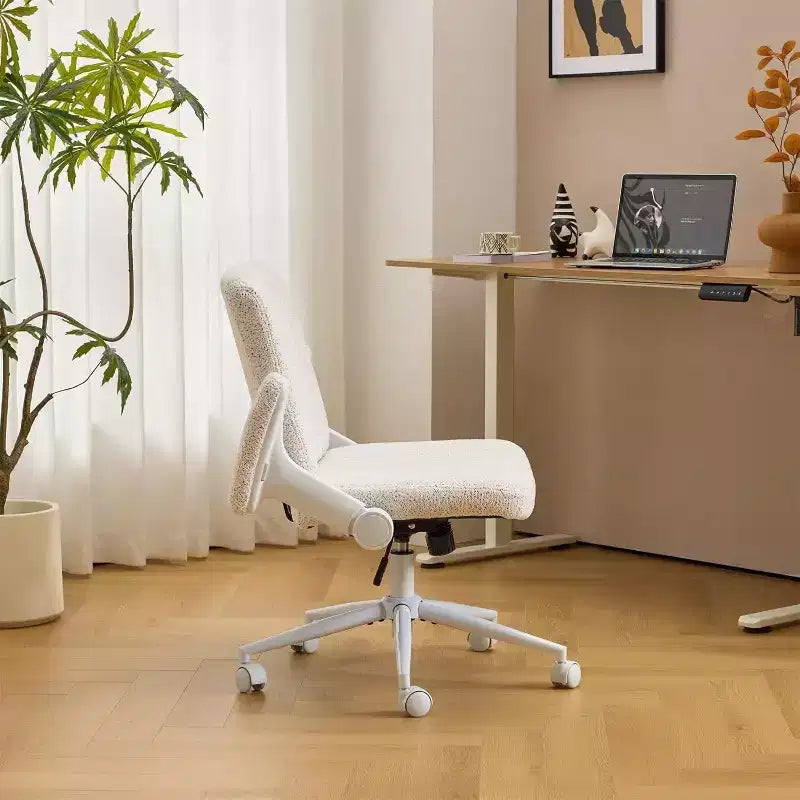 VINGLI Criss Cross Chair with Adjustable Flip-Up Arms,Cross Legged Chair with Wheels,Extra Wide Office Chair,Desk Chair,Starry Chenille