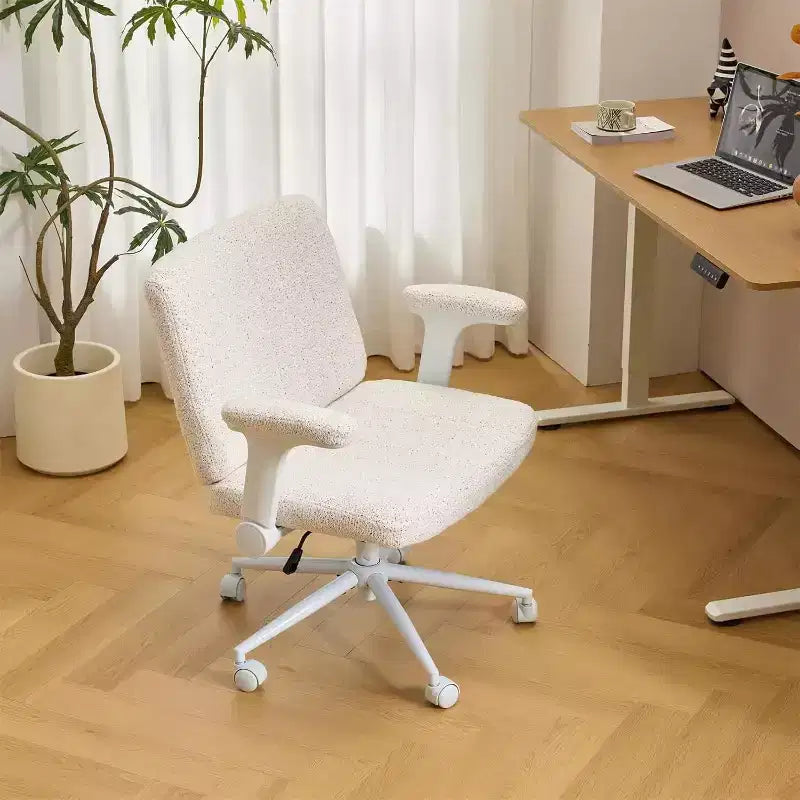 VINGLI Criss Cross Chair with Adjustable Flip-Up Arms,Cross Legged Chair with Wheels,Extra Wide Office Chair,Desk Chair,Starry Chenille
