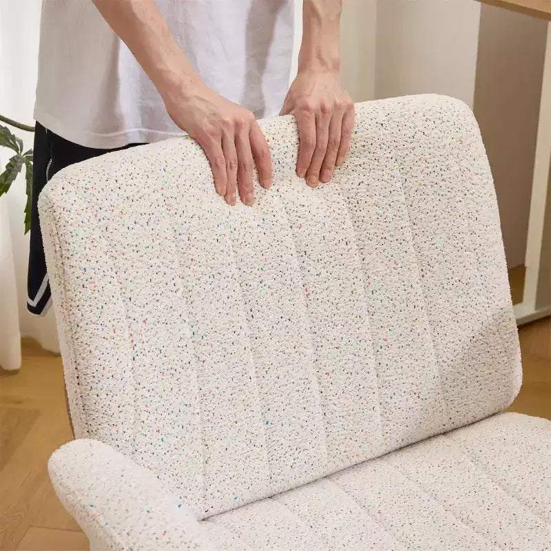 VINGLI Criss Cross Chair with Adjustable Flip-Up Arms,Cross Legged Chair with Wheels,Extra Wide Office Chair,Desk Chair,Starry Chenille