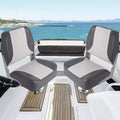 Folding Boat Seat Captain Chair - Set of 2 Low Back Fishing Boat Seats with High-Density Sponge Cushions, UV Resistant & Fixing Straps