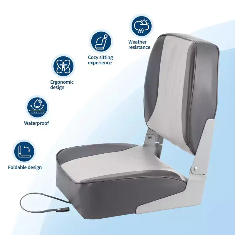 Sièges Baquet Pliants pour Bateau – Lot de 2 sièges de Pêche Bas avec Coussins en Mousse Haute Densité, Résistants aux UV et Sangles de Fixation