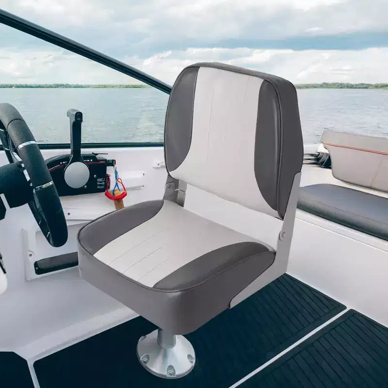 Sièges Baquet Pliants pour Bateau – Lot de 2 sièges de Pêche Bas avec Coussins en Mousse Haute Densité, Résistants aux UV et Sangles de Fixation