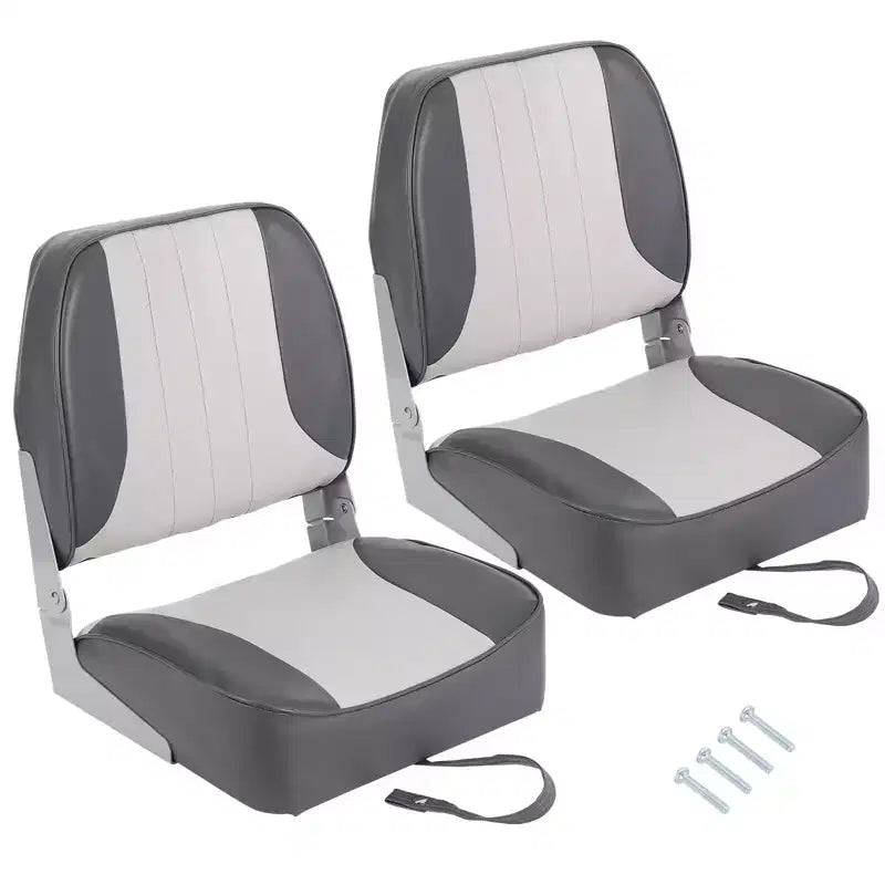 Sièges Baquet Pliants pour Bateau – Lot de 2 sièges de Pêche Bas avec Coussins en Mousse Haute Densité, Résistants aux UV et Sangles de Fixation