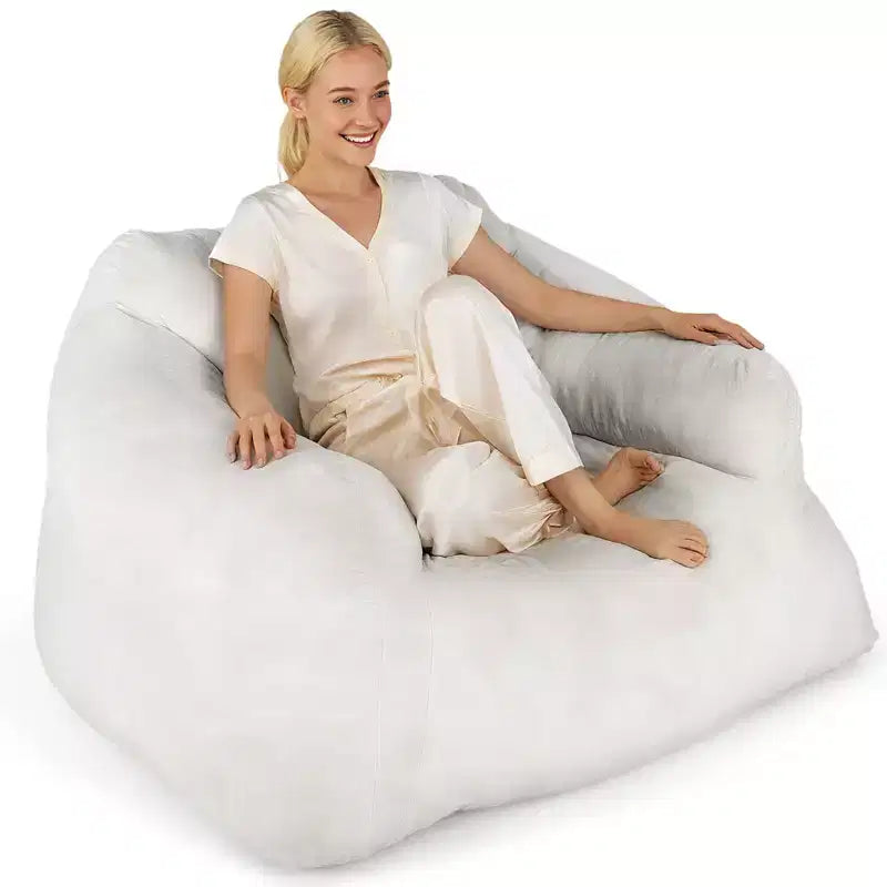 Fauteuil poire Costway pour adultes, canapé paresseux en peluche avec housse en velours ultra-doux, beige