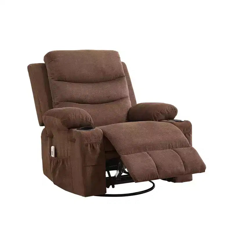 GustoWave Oversized Swivel Rocker Recliner Chair with Massage & Heat - Manual Fabric Lazy Boy Swivel Reclining Chair for Adults
