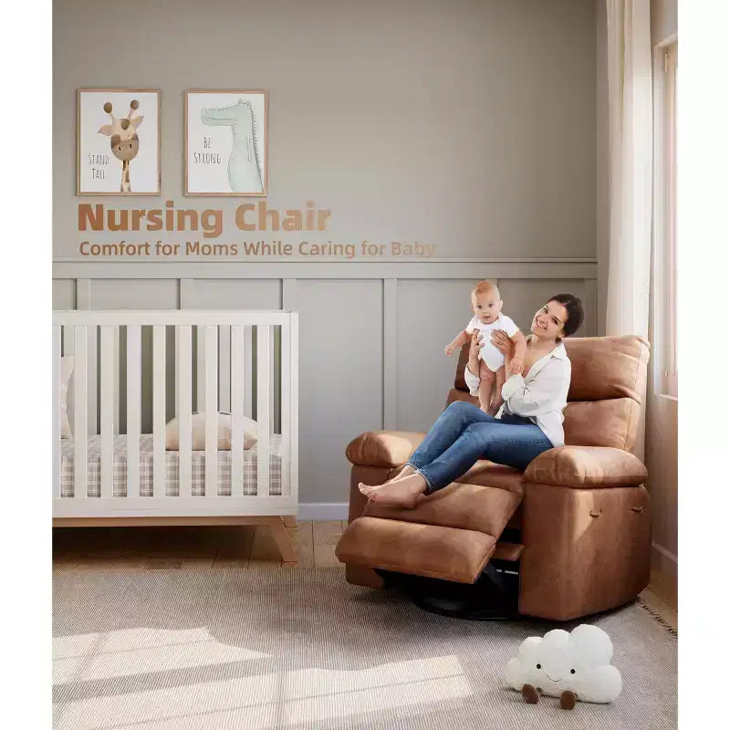 Fauteuils inclinables surdimensionnés GustoWave avec chauffage et massage - Fauteuil inclinable paresseux pivotant à 360° pour adultes - Fauteuil à bascule manuel
