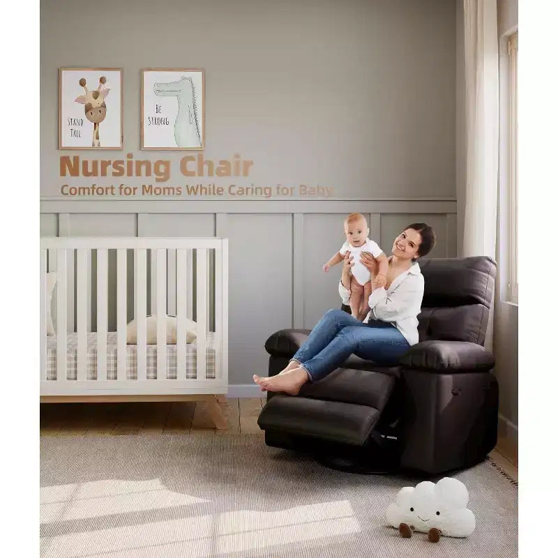 Fauteuils inclinables surdimensionnés GustoWave avec chauffage et massage - Fauteuil inclinable paresseux pivotant à 360° pour adultes - Fauteuil à bascule manuel
